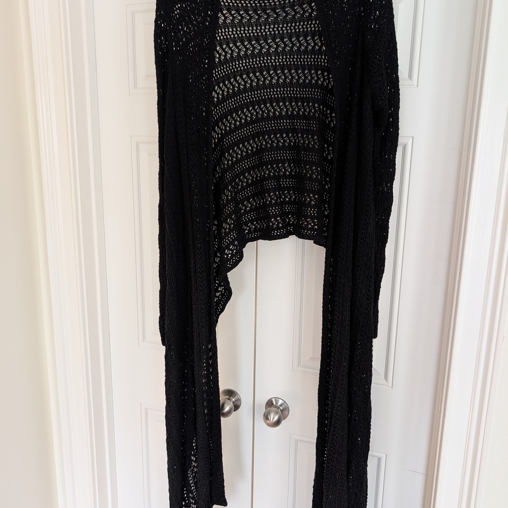 Willow Black Open-Knit Cardigan